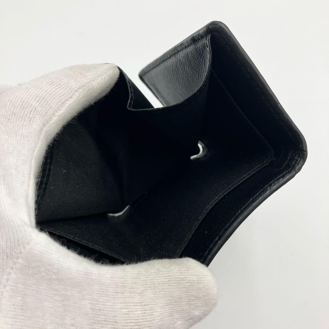 極美✨バレンシアガ 三つ折り財布 エブリデイ レザー ロゴ ブラック 黒