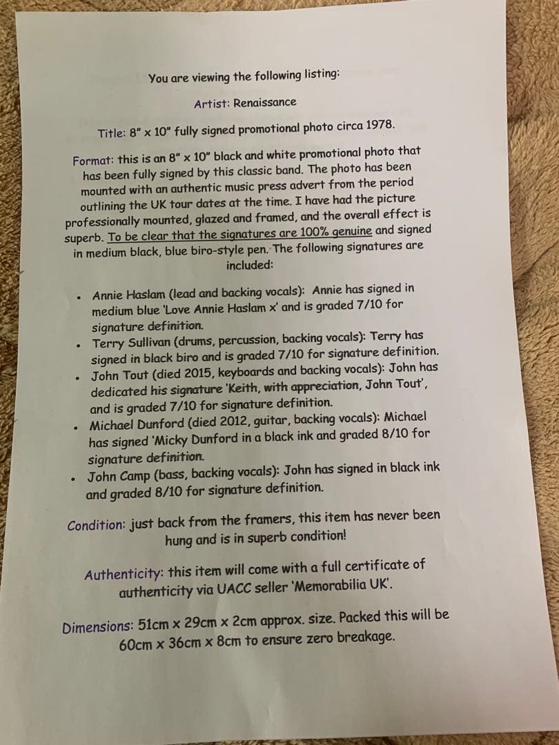 Renaissance サイン入り写真 フレーム付き