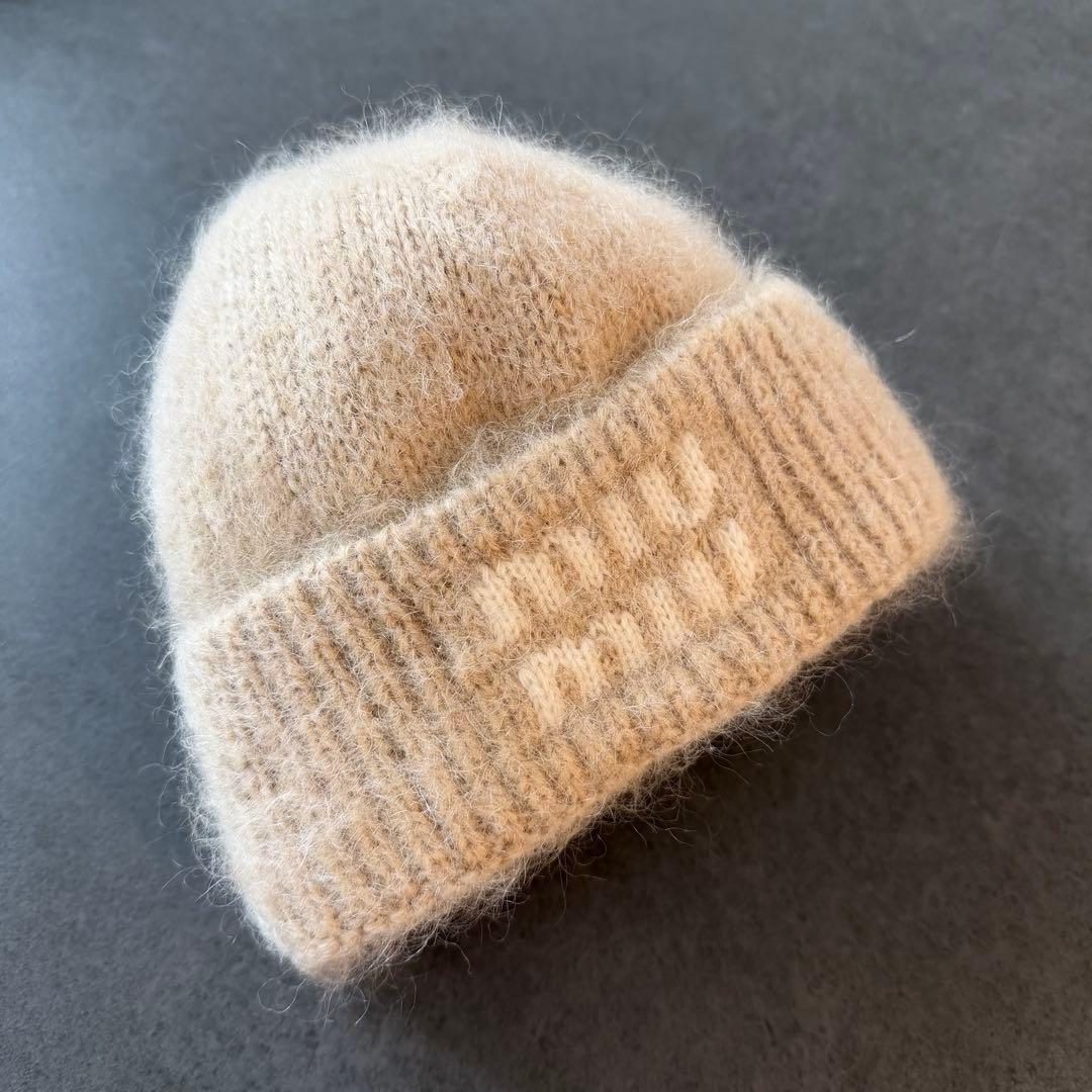 miumiuニット帽 ベージュ S 正規品