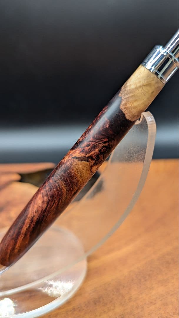 579特上　ホンジュラスローズウッド　瘤杢　木軸シャーペン　ボールペン