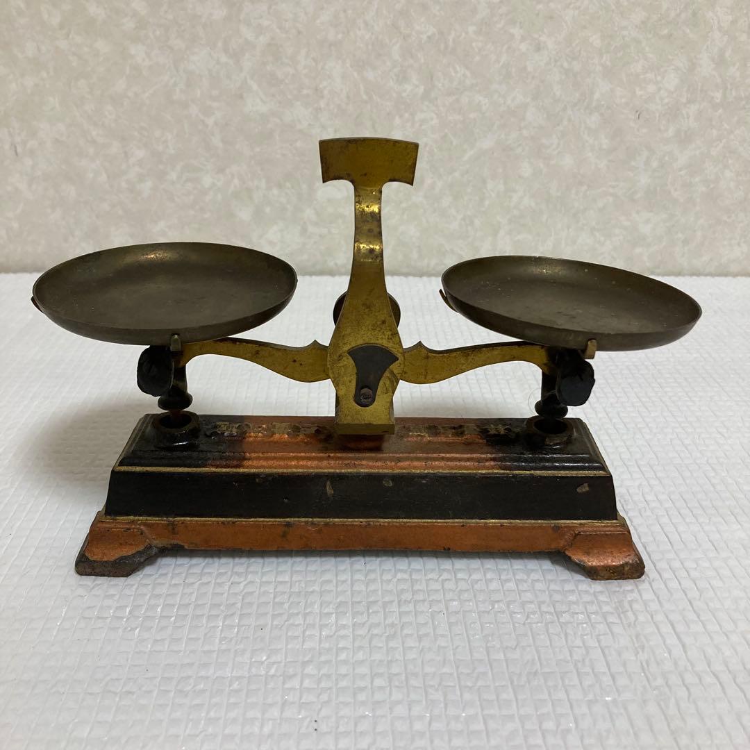 TS61 アンティーク 上皿天秤 二百瓦感量 弐厘 真鍮製 オブジェ 古道具