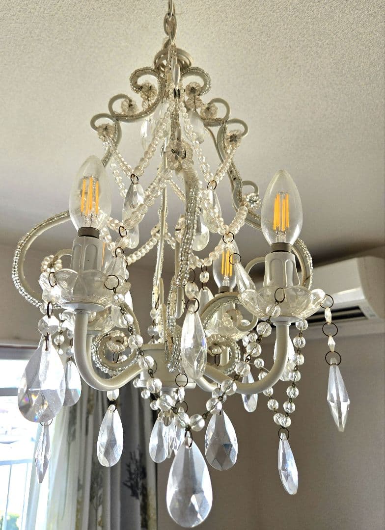 素敵　LEDシャンデリア クリスタルホワイト　4球電球付き