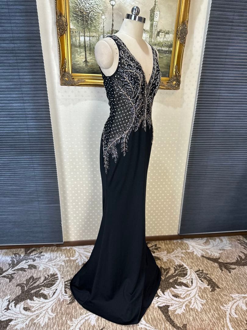 ビーズ刺繍 ブラック ナイトドレス