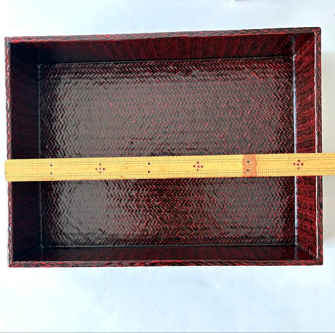 新品未使用　木箱入り　籃胎漆器 書類箱　文箱　九藍　訳あり