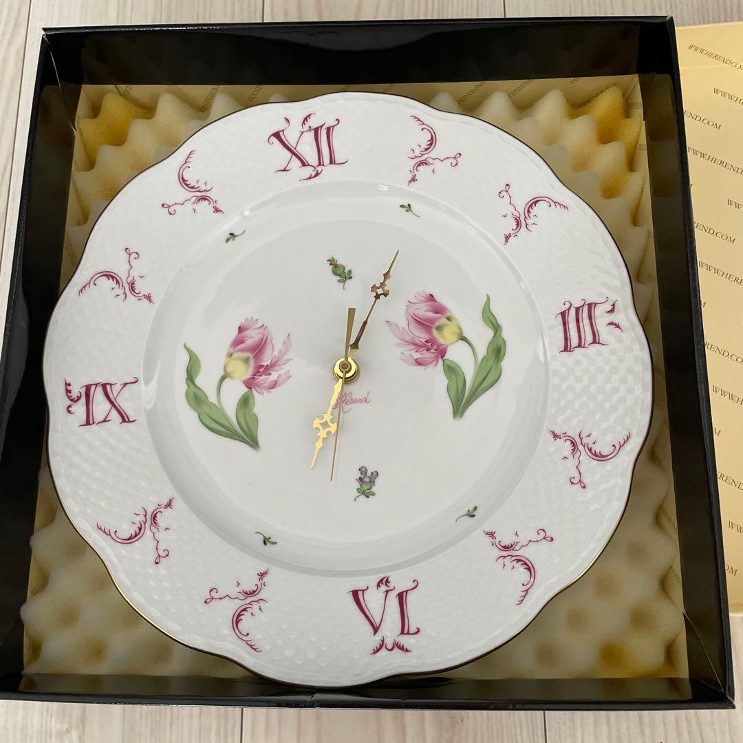 Herend 花柄陶磁器時計