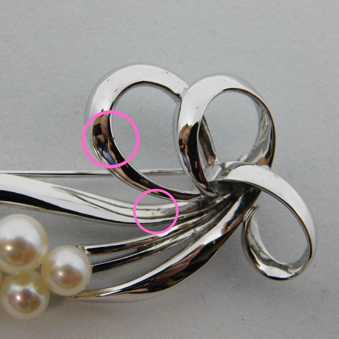 美品 箱付　ミキモト パール 6粒 皇室御用達　コサージュ　シルバー ブローチ