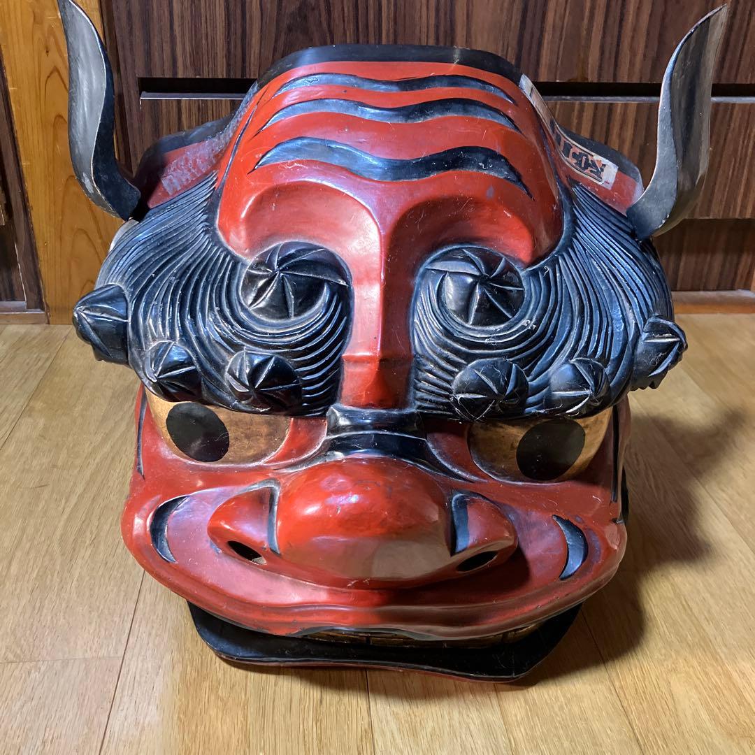 木製　獅子舞　獅子頭