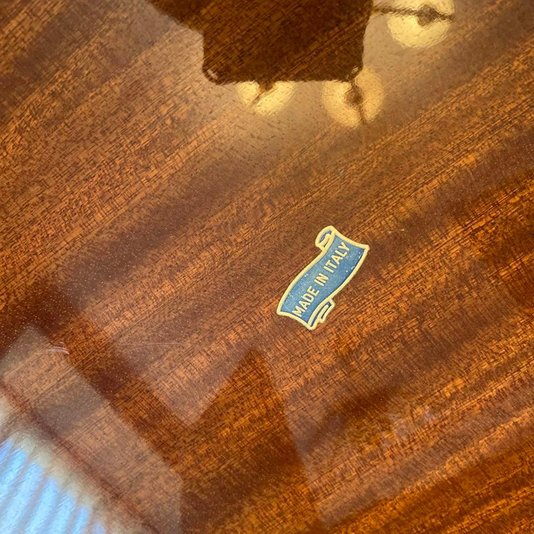 イタリア　青　ドマン　demain 象嵌　鏡　寄木　壁掛け　面取り鏡