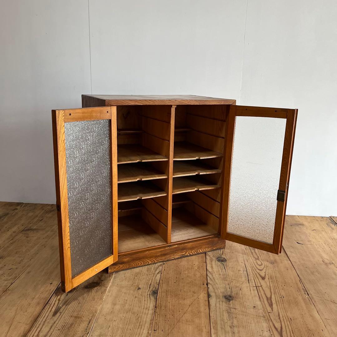 アンティーク ガラス キャビネット 書類棚 昭和レトロ z834