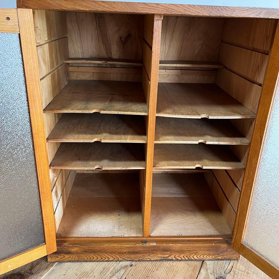 アンティーク ガラス キャビネット 書類棚 昭和レトロ z834