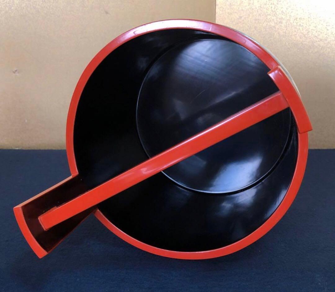 《R》茶道具 朱塗 手桶水指 塗師 岡本陽斎造 共箱　260107か5