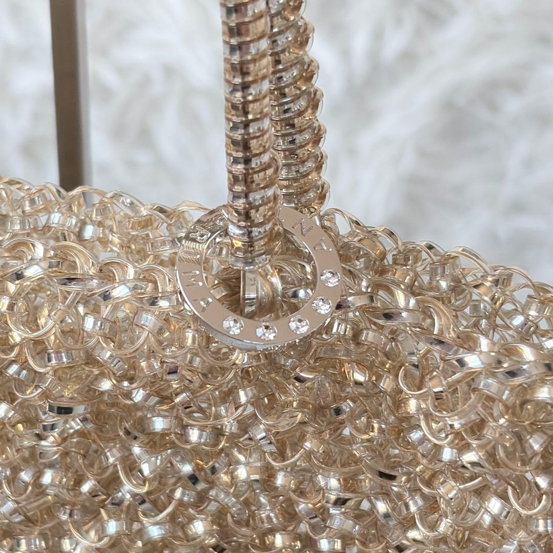 極美品　アンテプリマ　スクエアミディアム　シルバーゴールド　ショルダーチェーン付