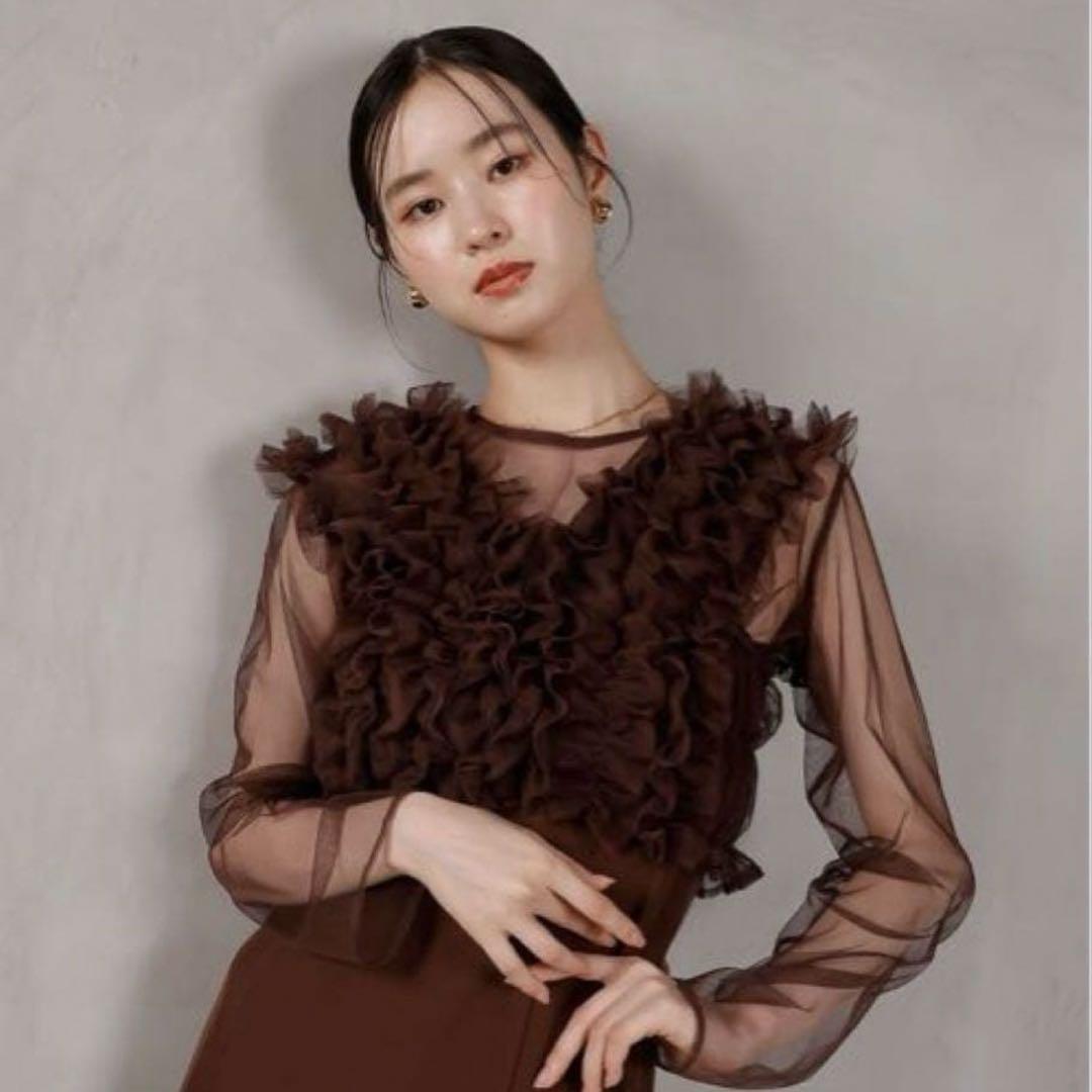 kana チュール ボリューム 3点セット　ダークブラウン　結婚式　お呼ばれ