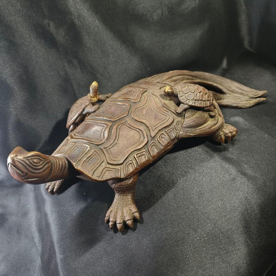 古備前 亀置物 大正骨董 縁起物 古美術 アンティーク コレクター放出美品 無銘