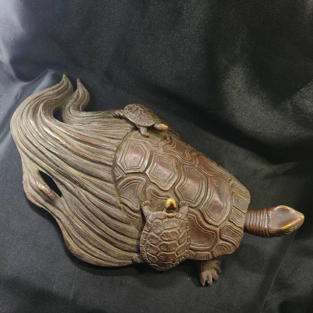 古備前 亀置物 大正骨董 縁起物 古美術 アンティーク コレクター放出美品 無銘