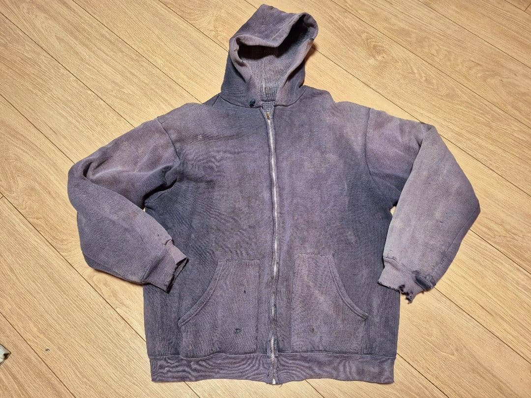 ヴィンテージ　ナス紺　裏サーマル　フルジップパーカー　60s　70s　セパポケ
