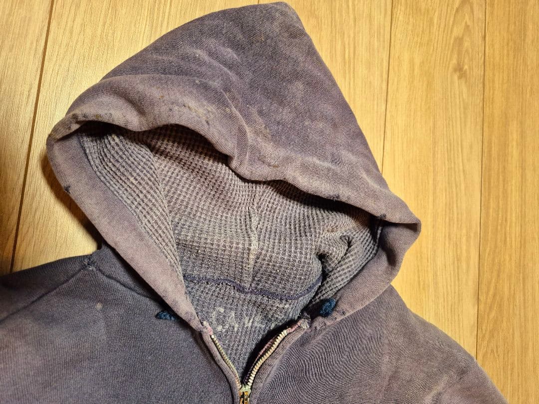 ヴィンテージ　ナス紺　裏サーマル　フルジップパーカー　60s　70s　セパポケ