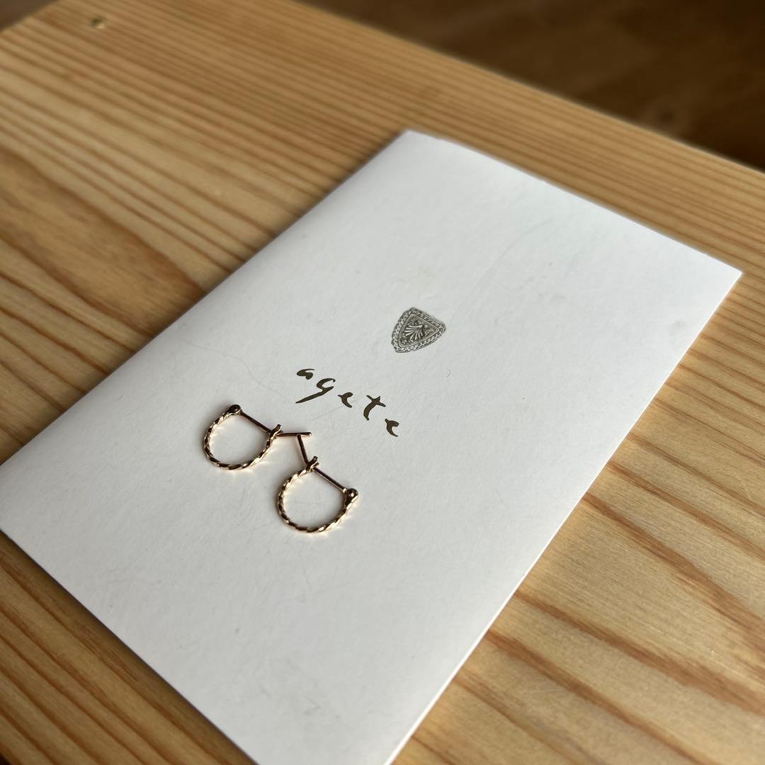 agete フープピアス　K10 イエローゴールド