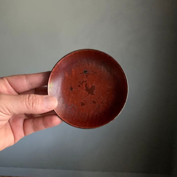枯れた 朱塗 平盃 酒器 盃 小皿 平杯 古道具 アンティーク 古美術