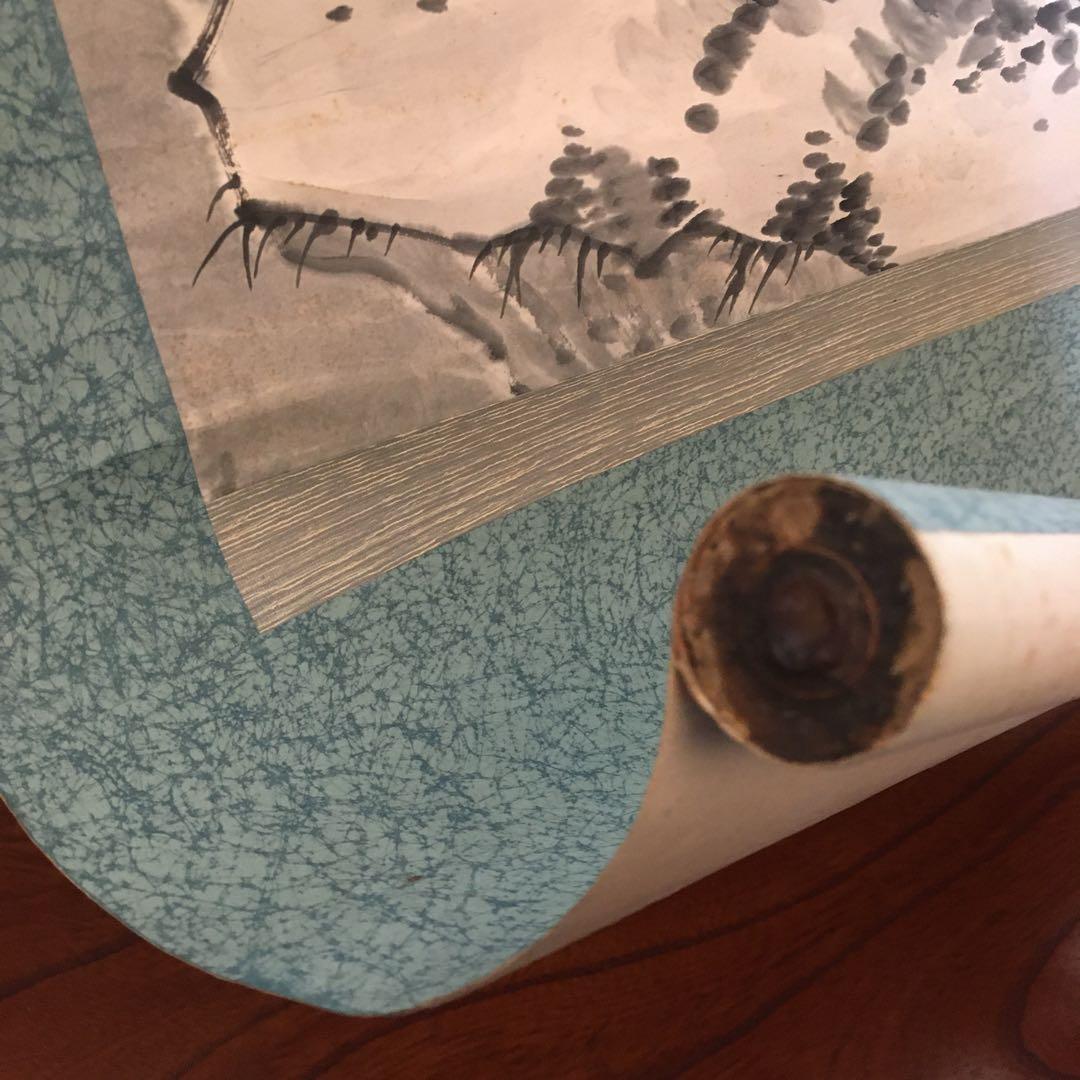 掛軸　錦○(読めません) 水墨山水