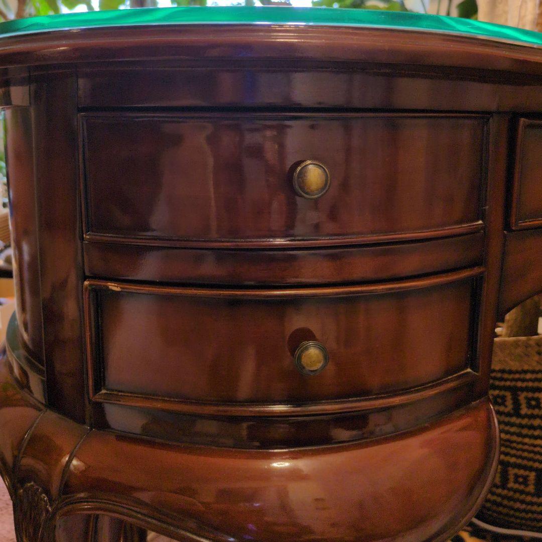 さるこダークブラウン 木製 文机 曲線デザイン猫脚(=^・^=)