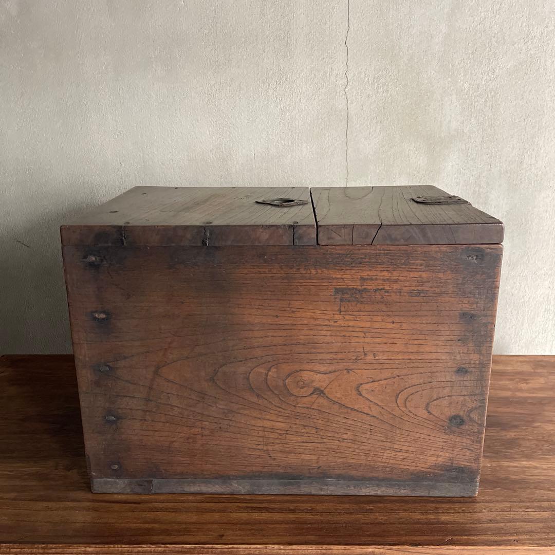 銭箱 銭函 小引出 時代金具 日本製 江戸時代 明治時代 古道具 欅