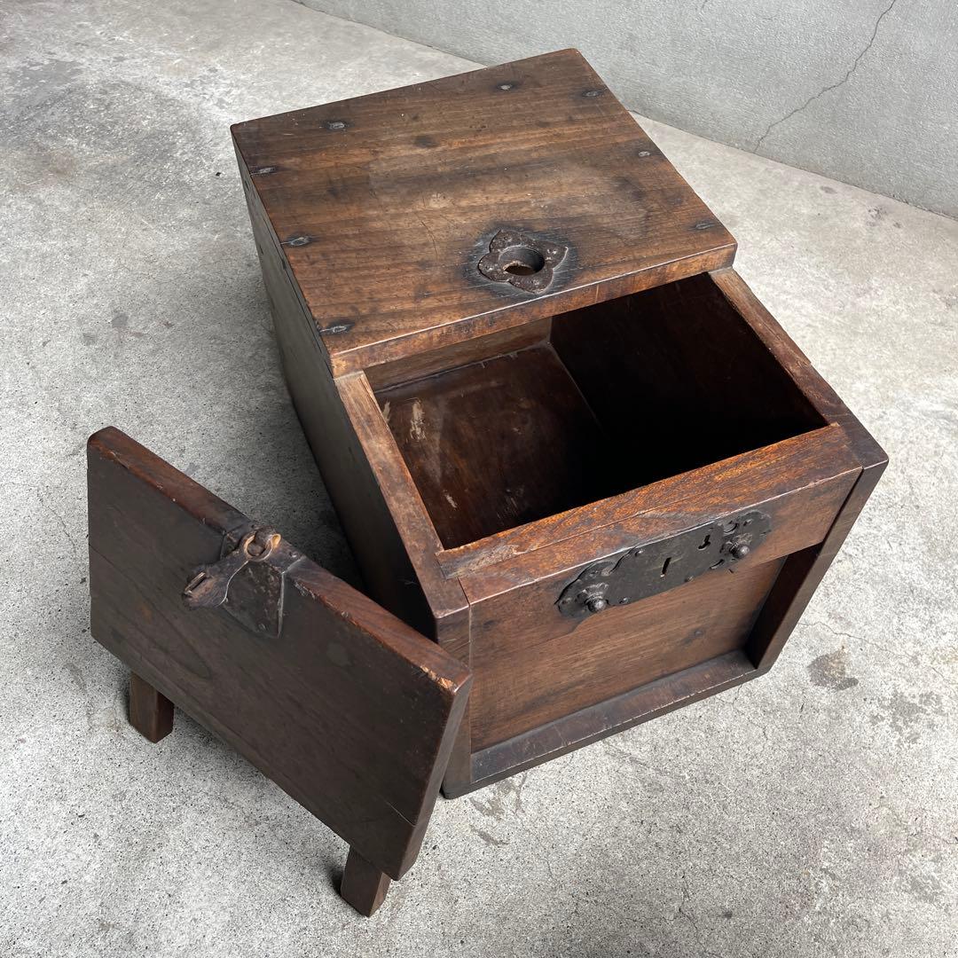 銭箱 銭函 小引出 時代金具 日本製 江戸時代 明治時代 古道具 欅