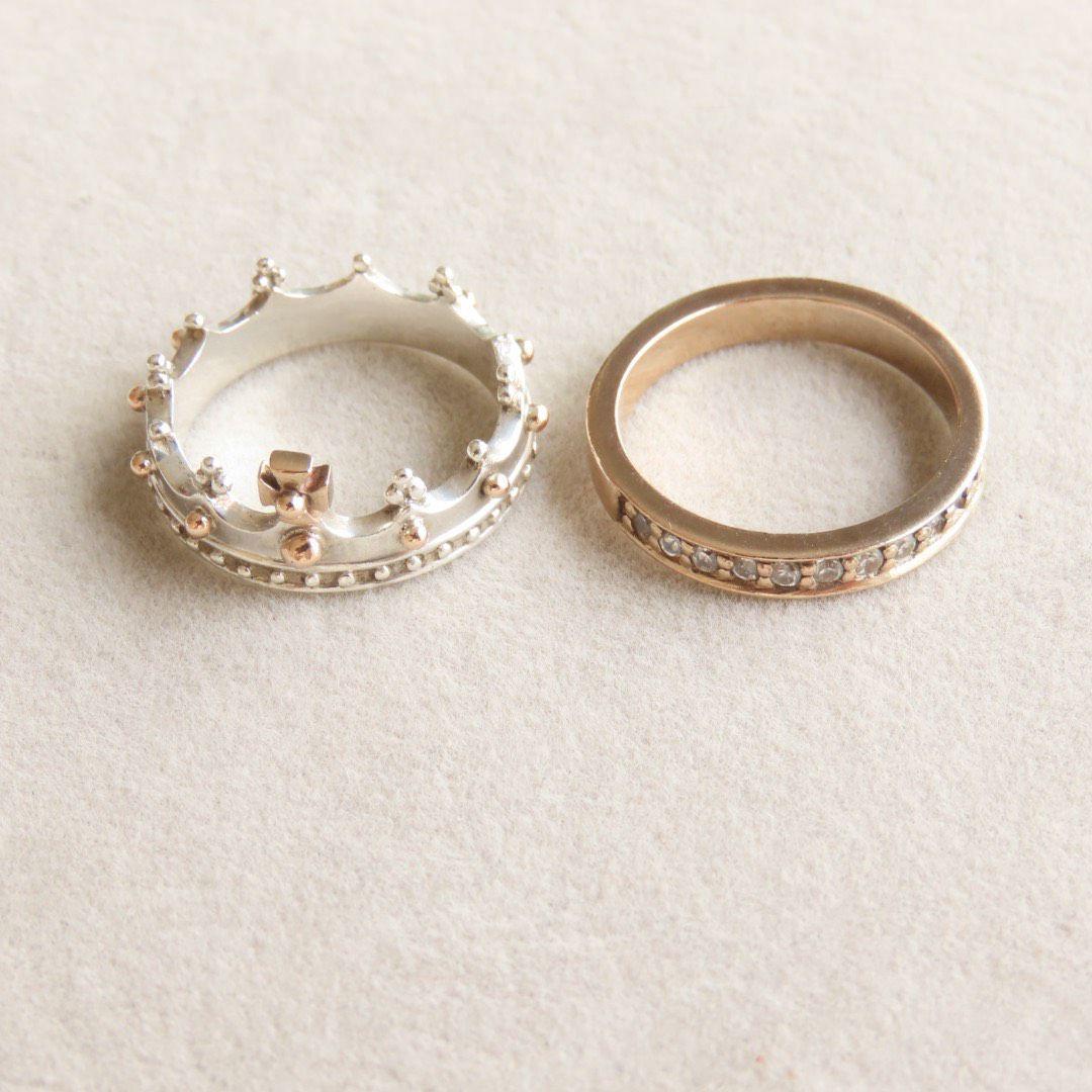 ブルーム　クラウン　K5 925 重ね付け　リング　2連　セット