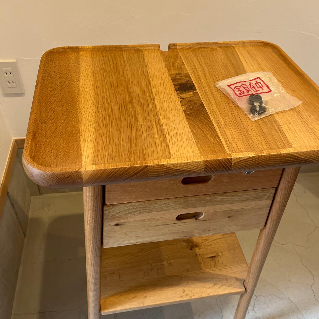 送料込み　起立木工 KOMO チェストラック　オーク　無垢　棚　引き出しテーブル