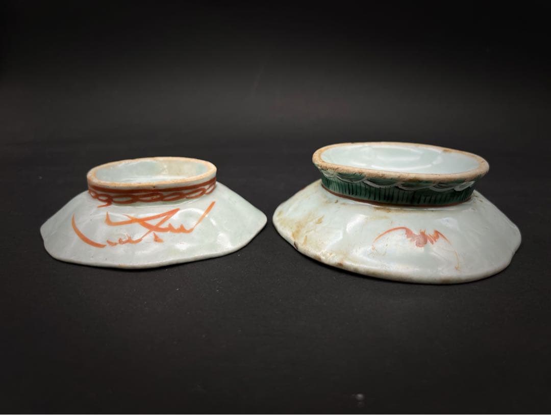 中国美術 古玩 清代 人物花紋樣 高足盤2点