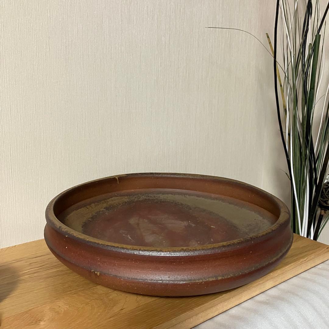 備前焼　大型水盤　花器　生花　的野求造