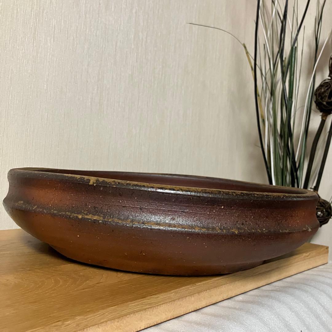 備前焼　大型水盤　花器　生花　的野求造