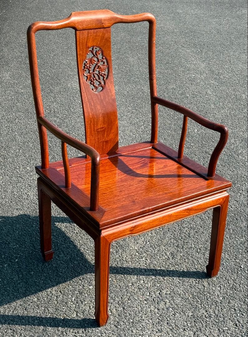 ①アンティーク 無垢材 高級 アームチェア ダイニング 椅子