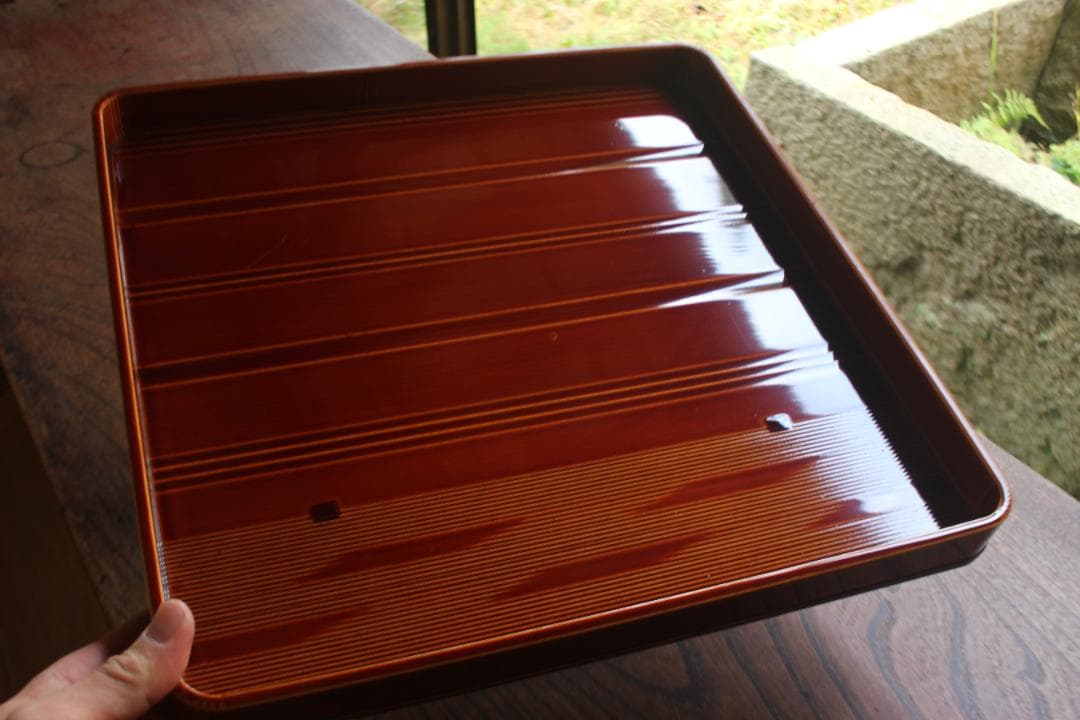 tenさま専用！隅丸四方デザインの春慶塗のお盆４点（検お盆お膳