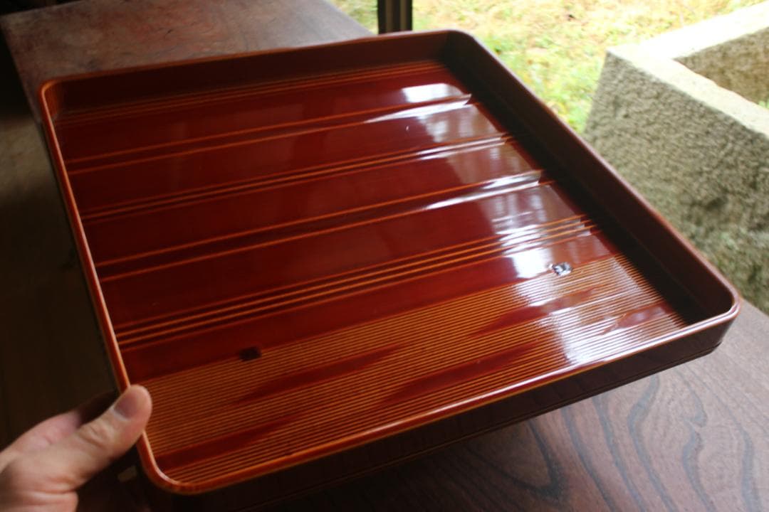 tenさま専用！隅丸四方デザインの春慶塗のお盆４点（検お盆お膳