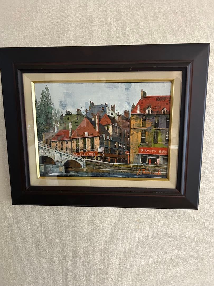 竹内敏彦の油彩画 [パリの街角] F4サイズ