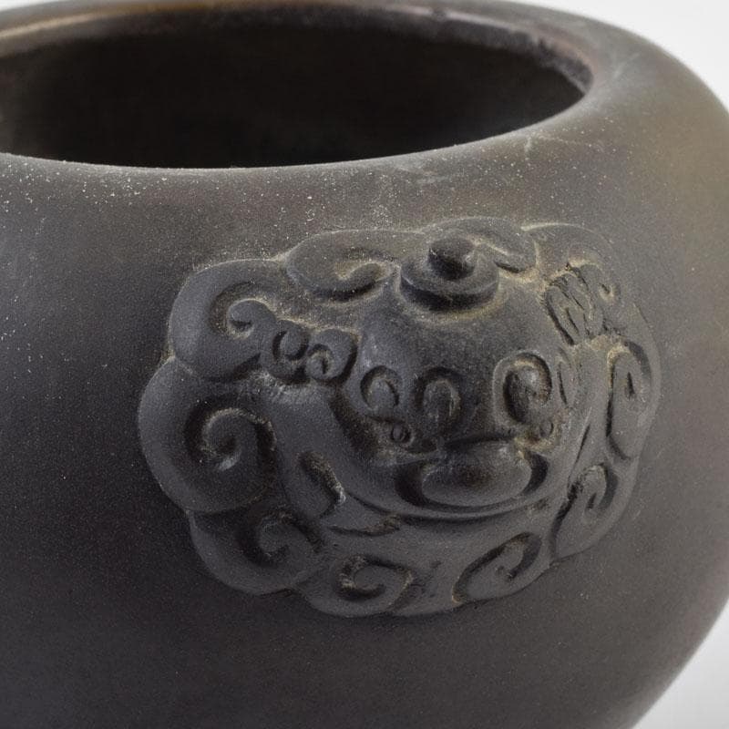 中国　古銅宣徳銅　獅子摘　刻漢詩文　三つ足香炉　N　9001