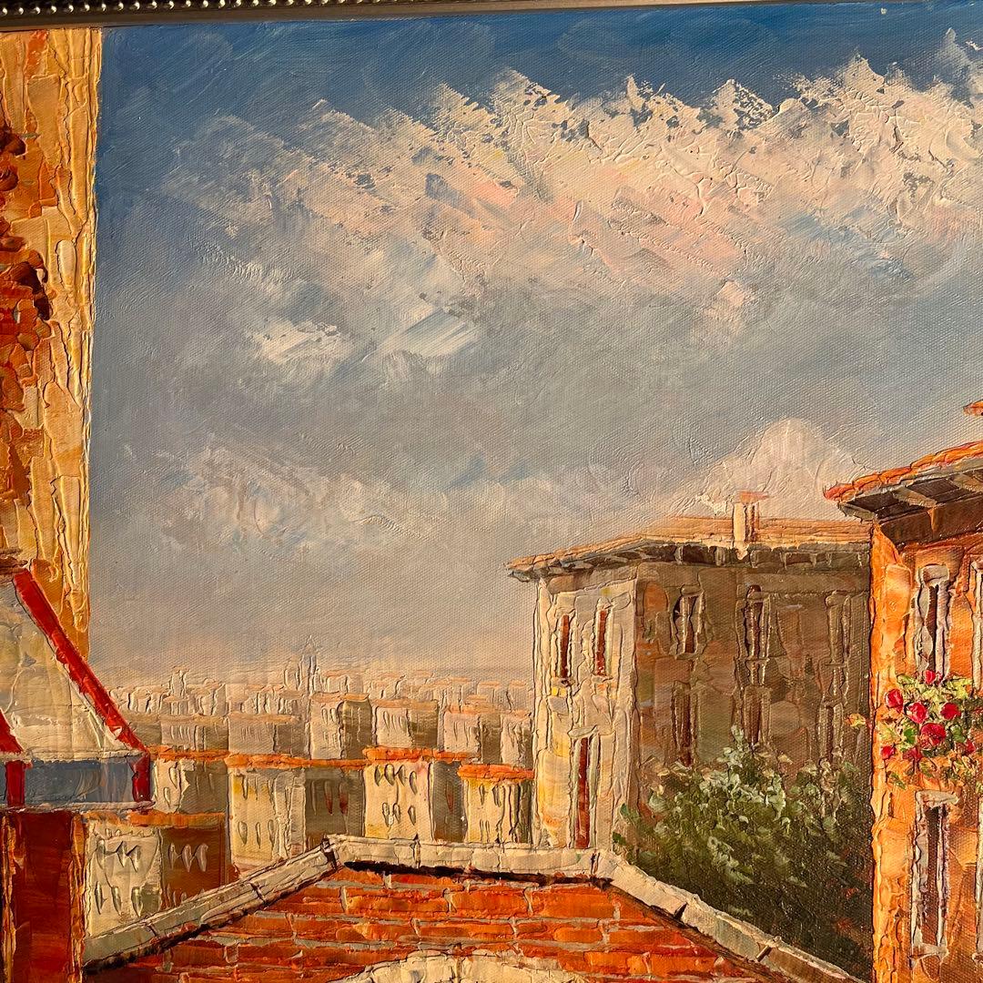 ★特大秀作★ 手書き油絵 ヴェネツィア 額付き 肉筆絵画 インテリア 油彩画