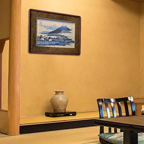 葛飾北斎　駿州江尻　ジャガード織【新品】富嶽三十六景　絵画　額装　織物　日本