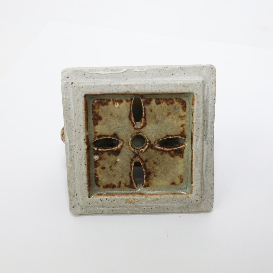 陶芸家 道林俊正作 色絵 七宝文 象香炉 共箱