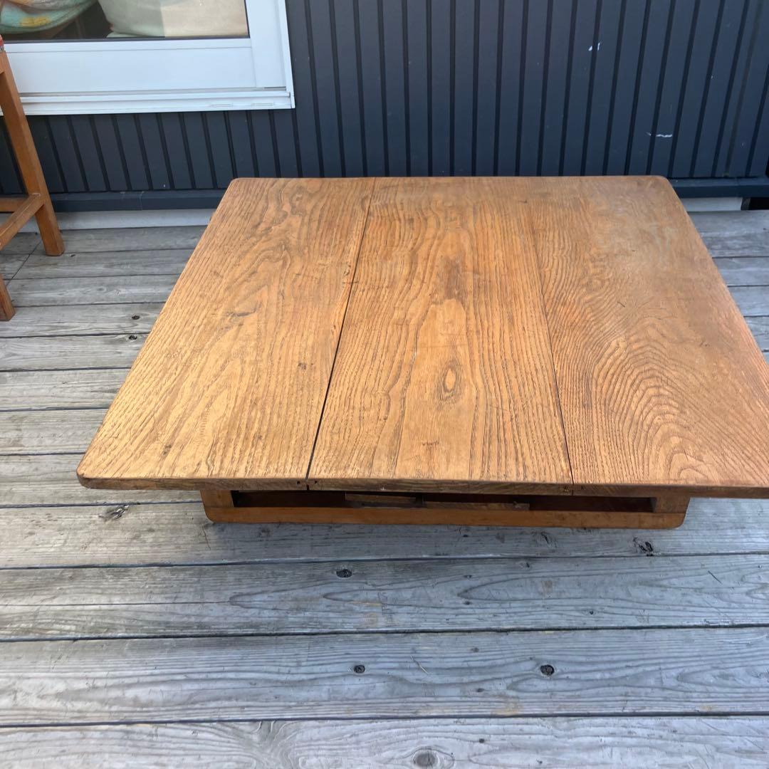 昭和レトロ 古家具 無垢材 木製座卓 ちゃぶ台 センターテーブル ローテーブル