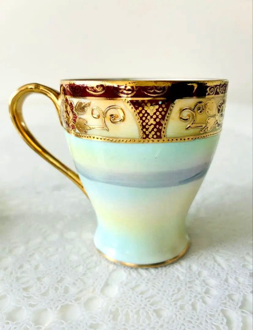 オールドノリタケ カップとソーサーセット　M印　ハンドペイント　アンティーク