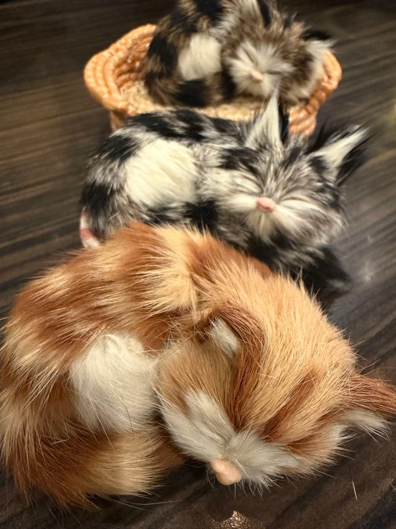 猫好きな方必見　猫のレトロ置物13点セット（ファー・陶器）　約20年前