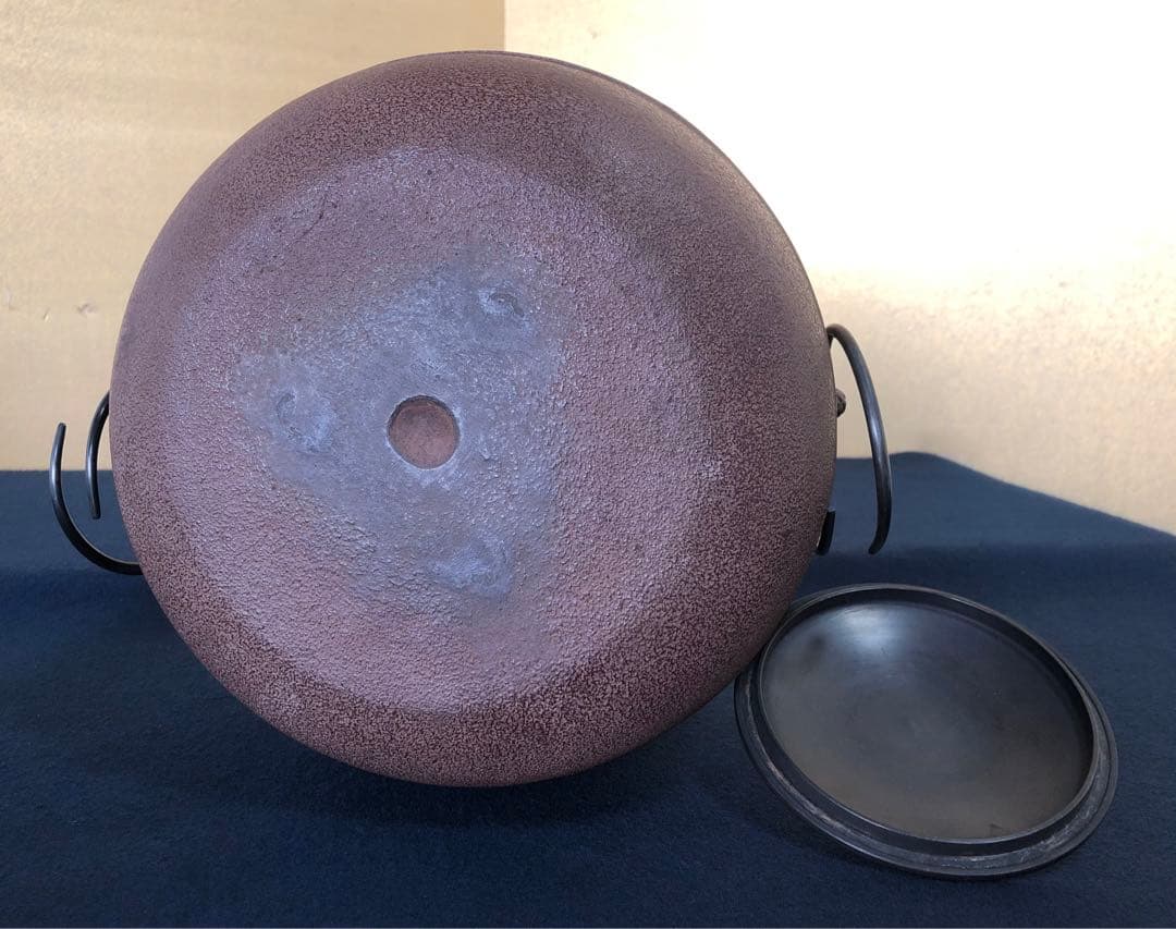 割引❗️《R》浜松地紋 繰口丸釜 釜師 佐藤浄清 鐶付 共箱 251009い1