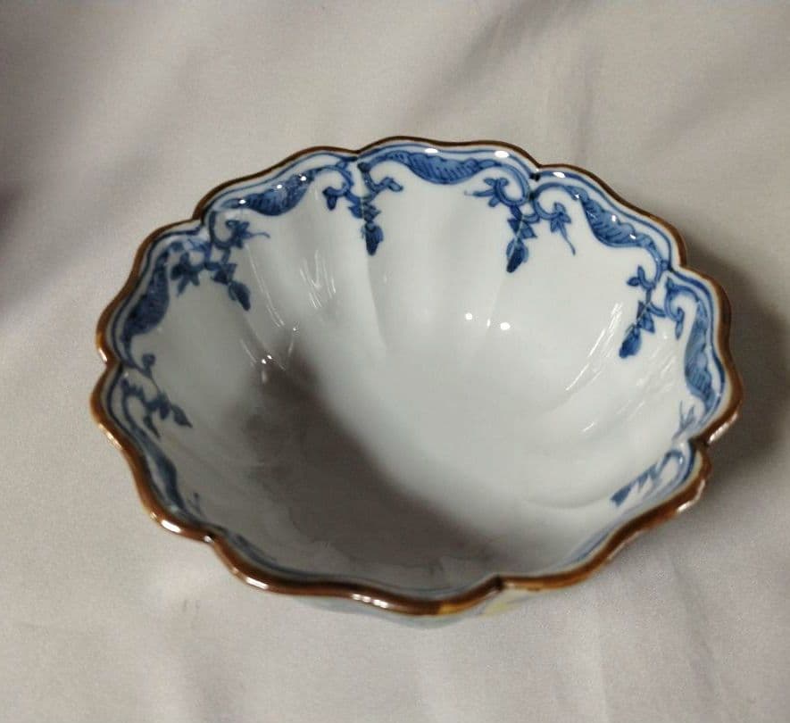 雲泉窯　青黃彩花唐草　向附　　小鉢　4個