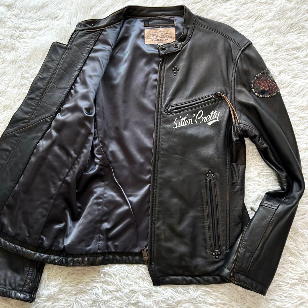 希少　アヴィレックス　シングル　ライダースジャケット　馬革　ブラック　XL相当