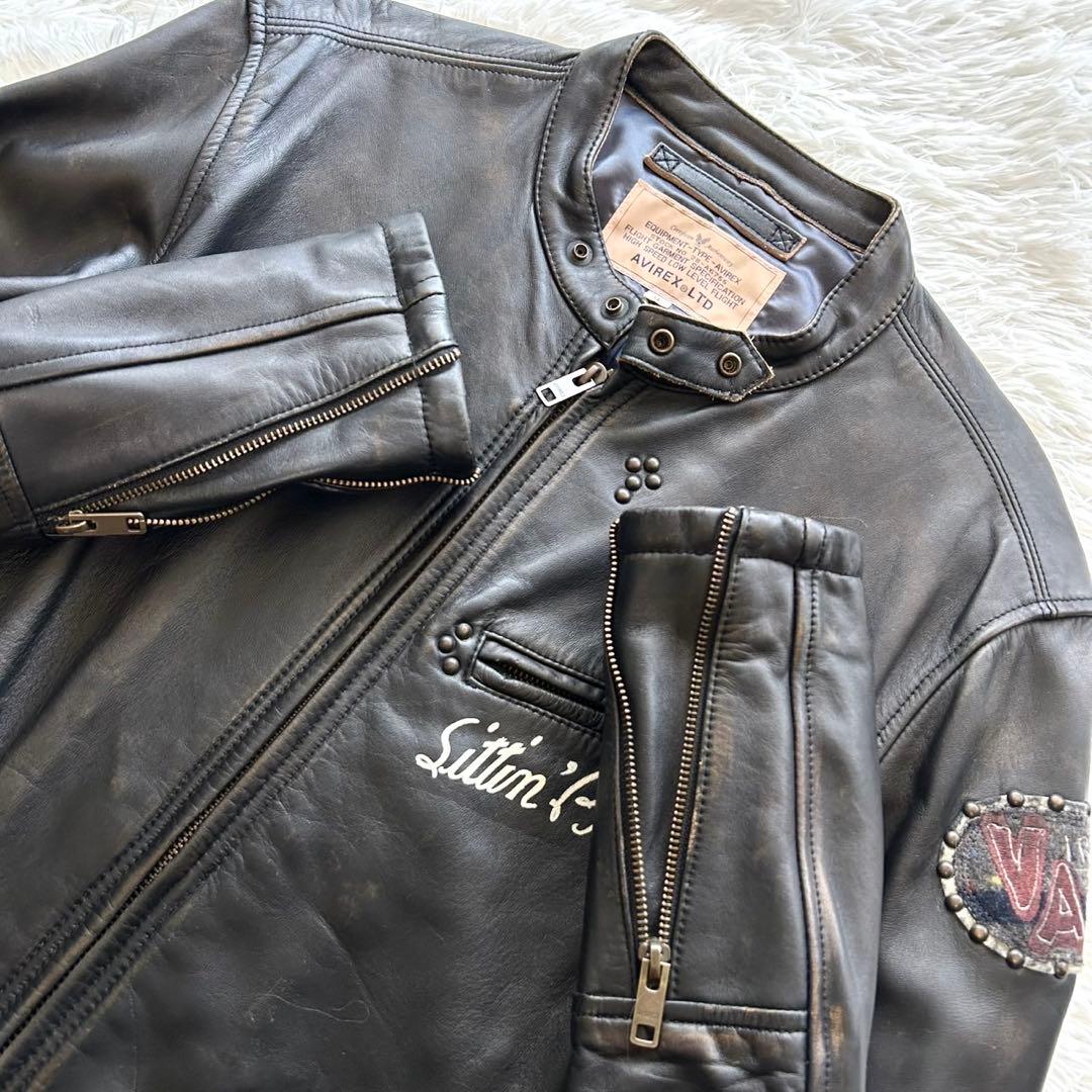 希少　アヴィレックス　シングル　ライダースジャケット　馬革　ブラック　XL相当
