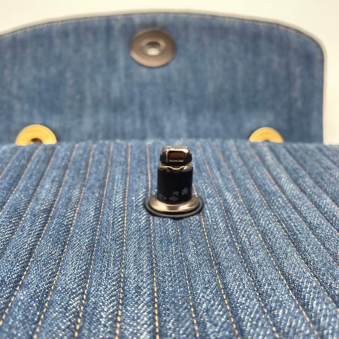 【極美品】コーチ　ショルダーバッグ　ティーローズ　ターンロック　デニム　青