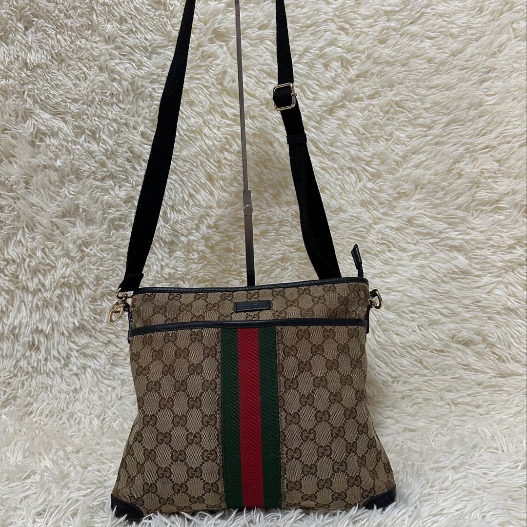 値下げ オールドグッチ GG 総柄 ショルダー バッグ シェリーライン ロゴ