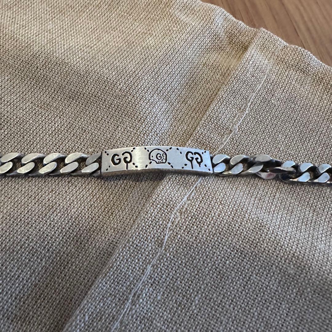 【美品】GUCCI ゴースト IDプレート チェーンブレスレット シルバー